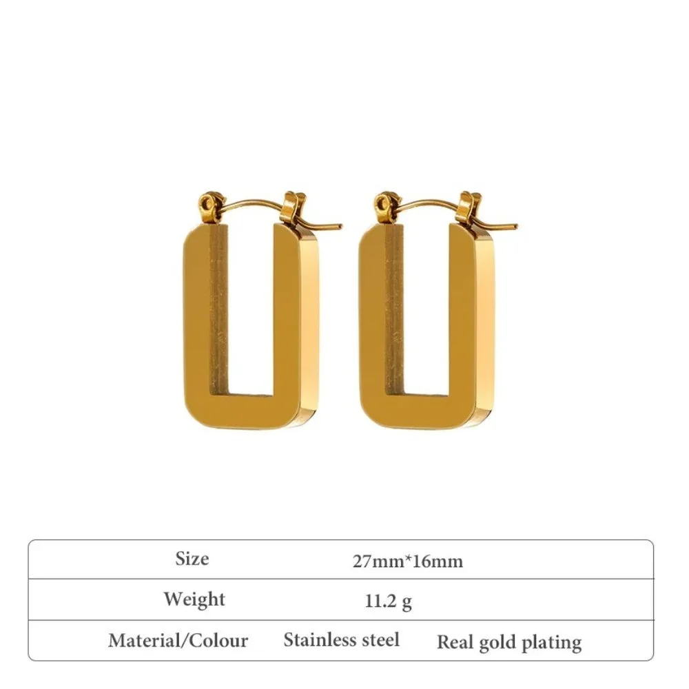 New 18K Gold Plated Square Hoop Earrings